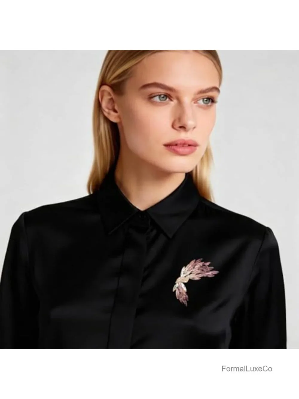 Vintage Wing Feather Brooch Rhinestone Pin for Women